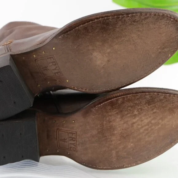 Frye Womens Diana Stitch Boots Size 6 Brown Leather Western Booties Block Heel - Picture 8 of 14